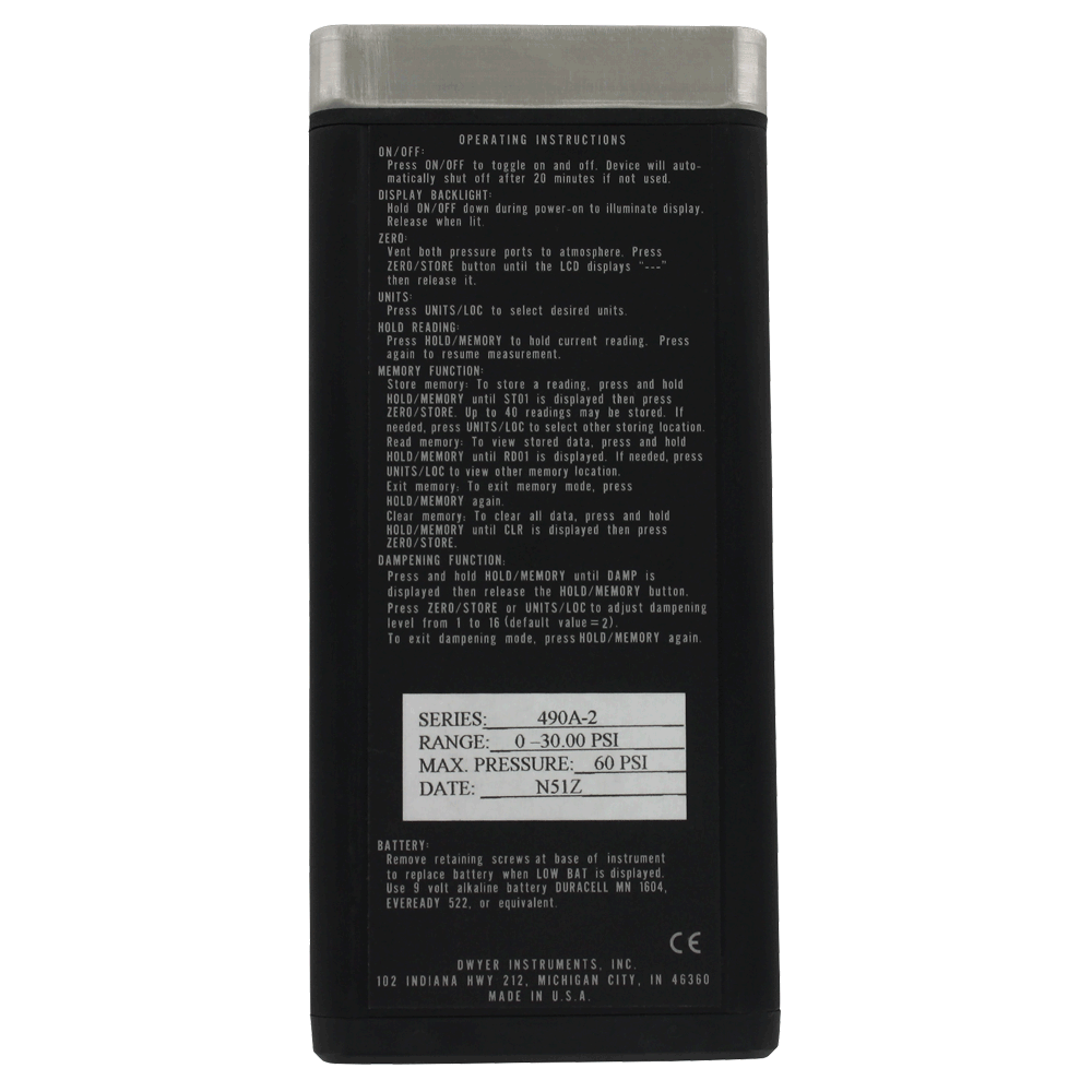 Series 490A Wet/Wet Handheld Digital Manometer