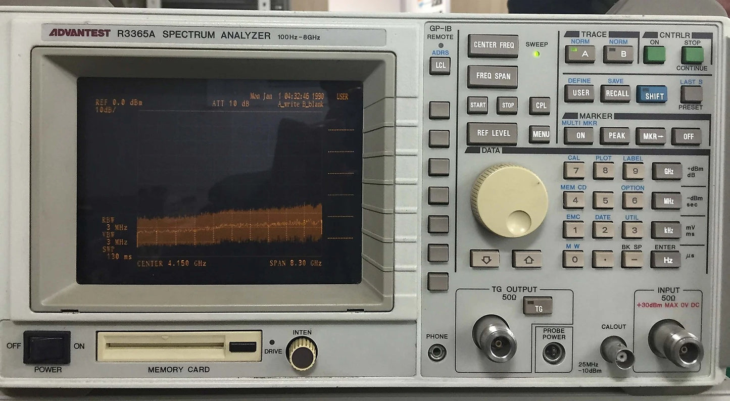 Advantest R3365A Spectrum Analyzer with TG 100Hz to 8GHz, 10Hz to 3MHz RBW
