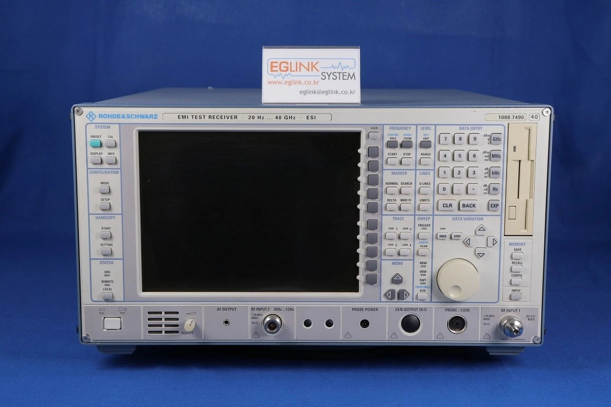 R&S ESIB40 1088.7490.40 EMC Test Receiver label ESI40, 20Hz to 40GHz, opt B4/ B5