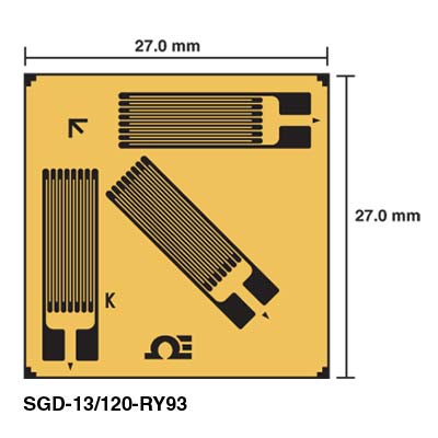 3 Element, 0°/45°/90° Corner Rosette Strain Gauges