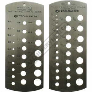 Metric & Imperial Drill Gauge1-13mm & 1/16-1/2"