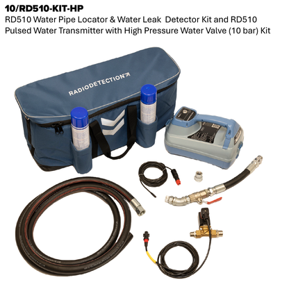 RD510 Water Pipe Locator & Standard and High Pressure Pulsed Water Transmitter Kits (4 & 10 bar)