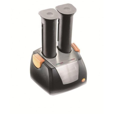 Desktop charging station for two rechargeable batteries