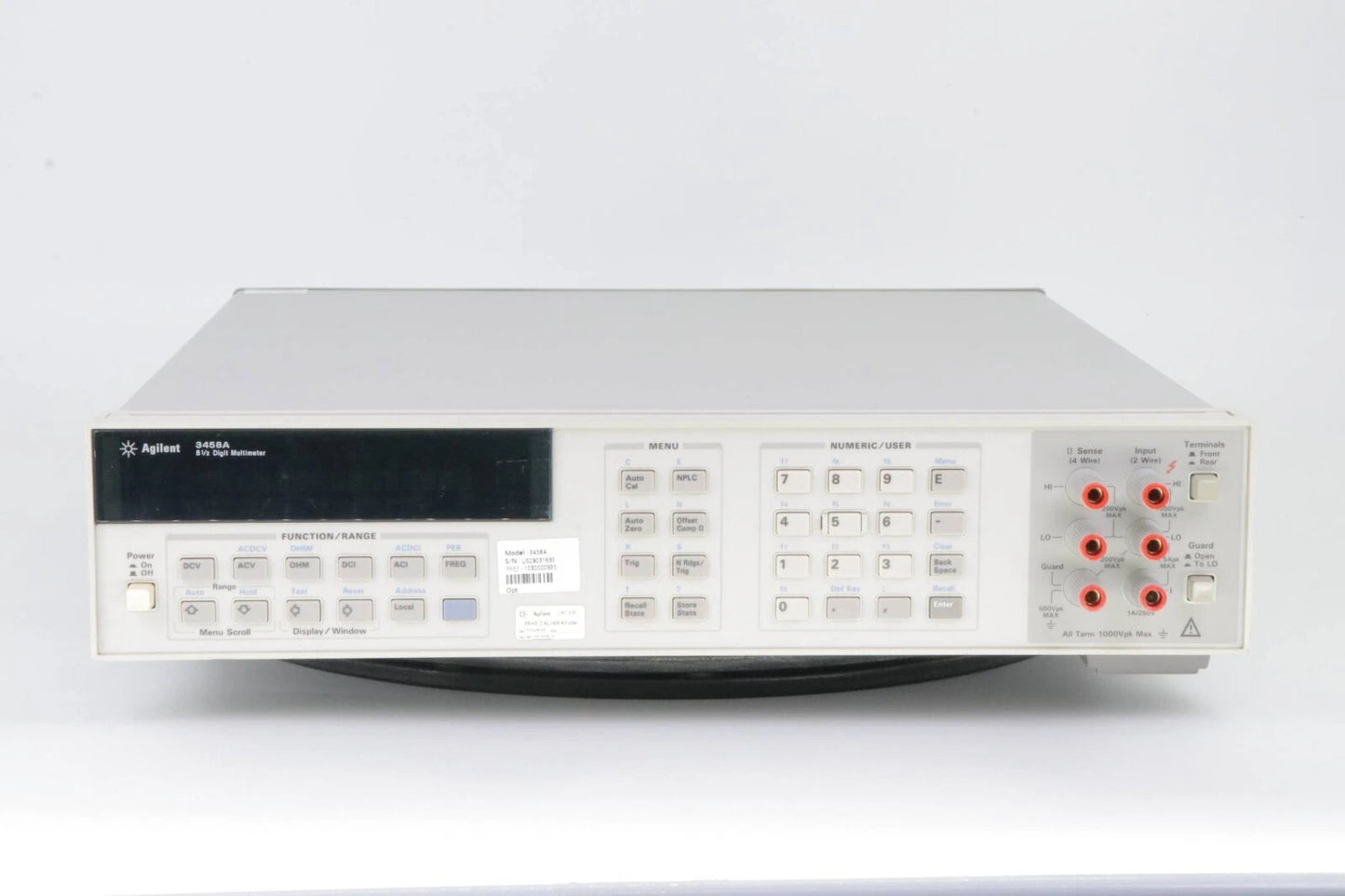 Agilent 3458A DMM Agilent label with no opt