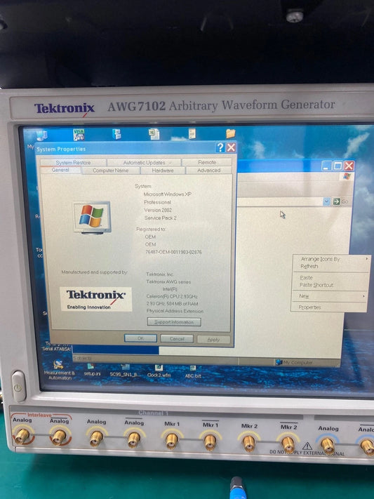 Tektronix AWG7102 AWG Number of outputs 4 opt 001(record length expansion)/ 006