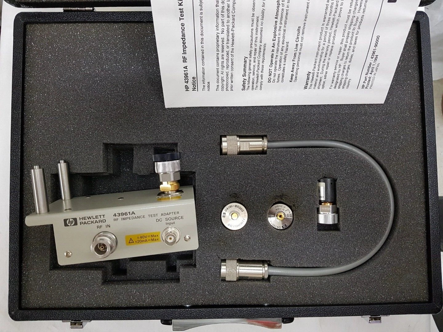 HP 43961A RF Impedance Test Kit 4396x RF Impedance Test Kit