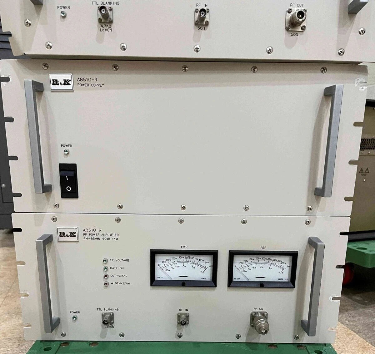 R&K A8510-R RF Power AMP 4MHz to 85MHz, 60dB 1KW, with full test but no warranty