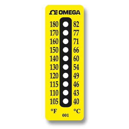 10 Point Non-Reversible Temperature Label